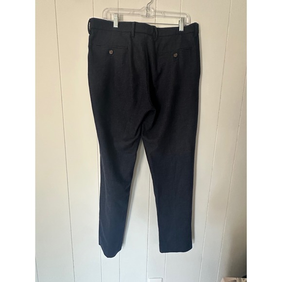 J Crew Bedford Men's Size 34x32 Wool Blend Dress Pants Navy Blue Herringbone - Picture 2 of 12